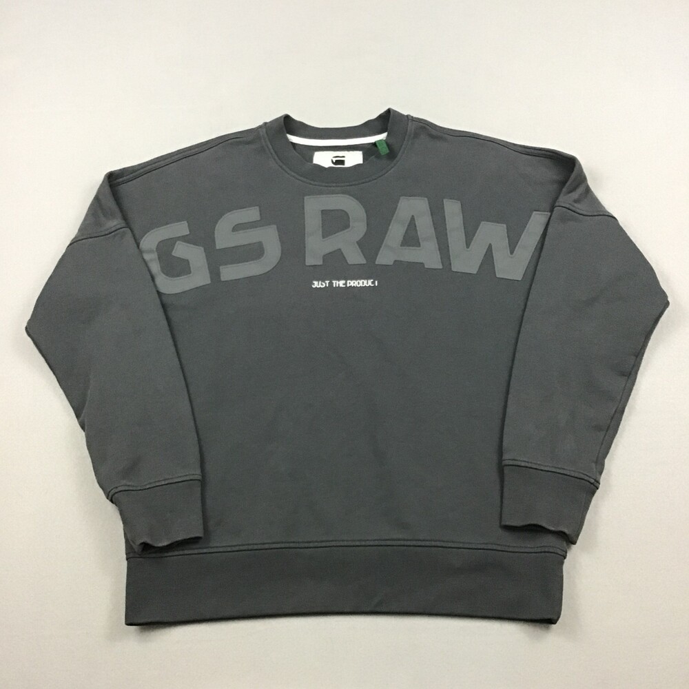 G-Star Raw Sweatshirt Men Large Gray Solid Pullover  Crewneck Streatwear L *